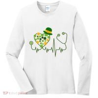 Cute St Patricks Day Lucky Shamrock Clover Stethoscope Women's Long Sleeve Shirt thumb 0