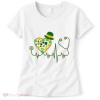 Cute St Patricks Day Lucky Shamrock Clover Stethoscope Women's T-Shirt thumb 0
