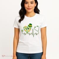 Cute St Patricks Day Lucky Shamrock Clover Stethoscope Women's T-Shirt thumb 4