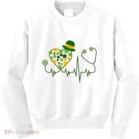 Cute St Patricks Day Lucky Shamrock Clover Stethoscope Kids Sweatshirt thumb 0
