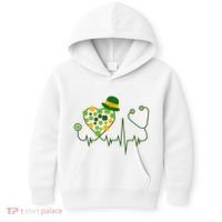 Cute St Patricks Day Lucky Shamrock Clover Stethoscope Kids Hoodie thumb 0
