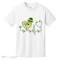 Cute St Patricks Day Lucky Shamrock Clover Stethoscope Kids T-Shirt thumb 0