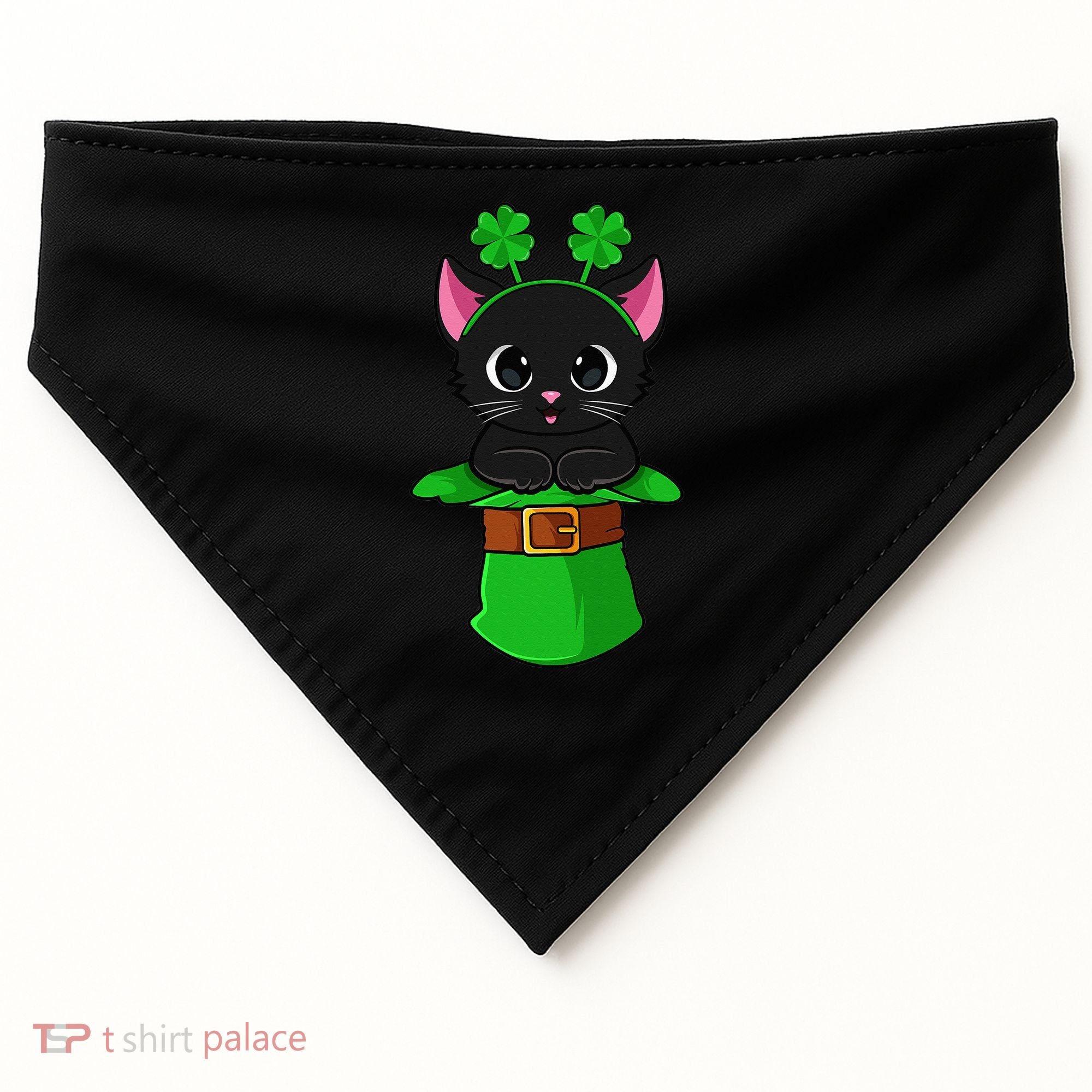 Cat St Patricks Day Leprechaun Shamrock Kitten USA-Made Doggie Bandana