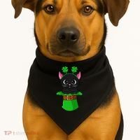 Cat St Patricks Day Leprechaun Shamrock Kitten USA-Made Doggie Bandana thumb 1