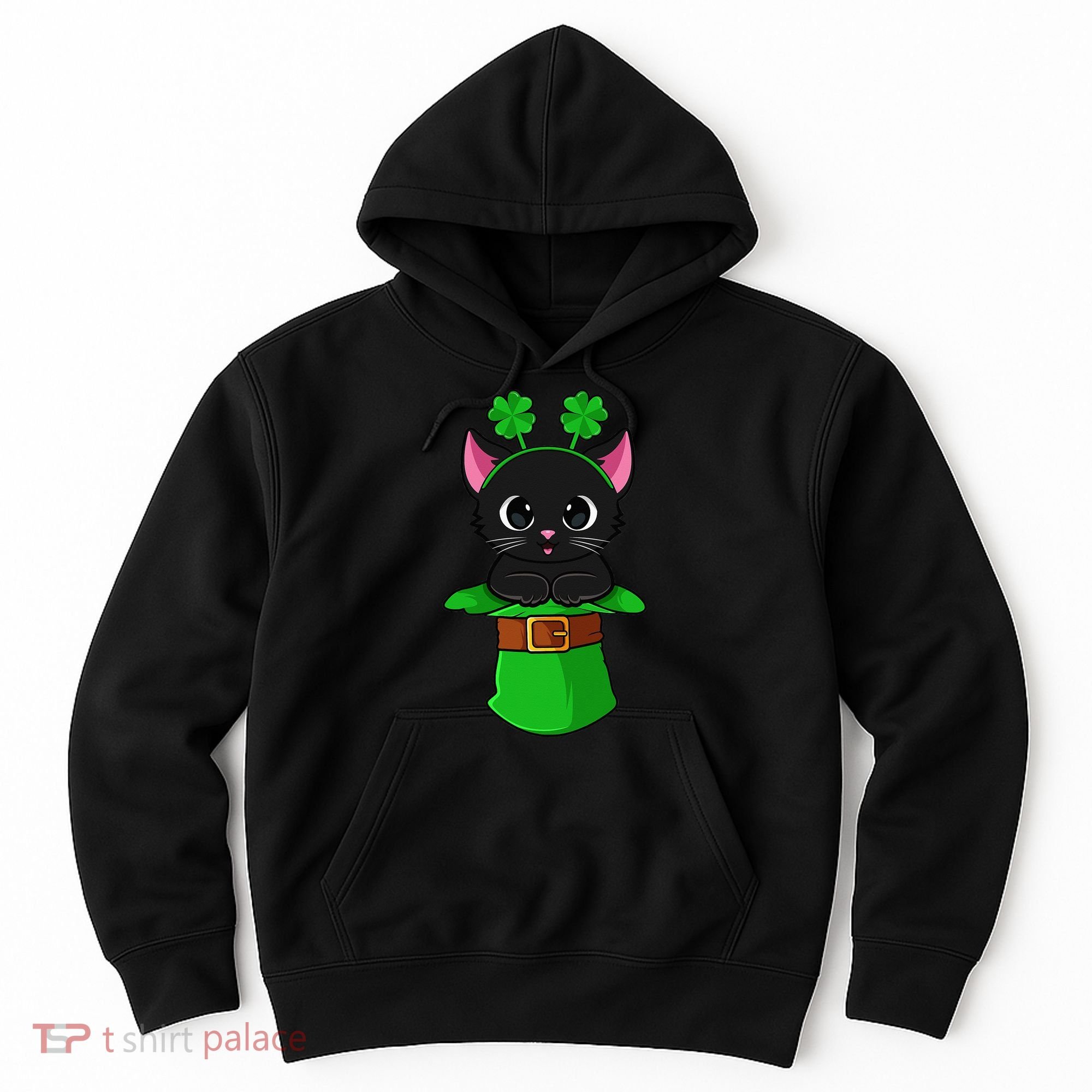 Cat St Patricks Day Leprechaun Shamrock Kitten Hoodie