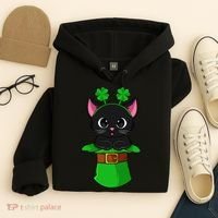 Cat St Patricks Day Leprechaun Shamrock Kitten Hoodie thumb 4