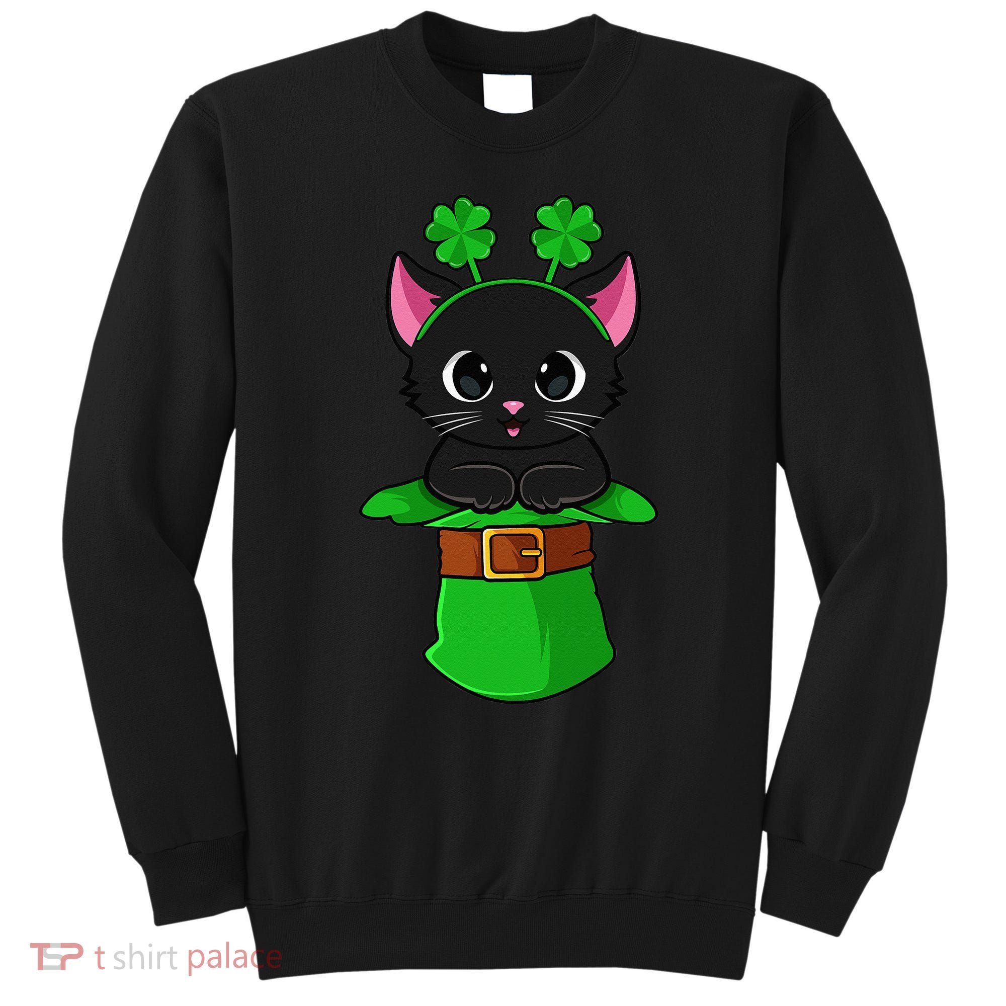 Cat St Patricks Day Leprechaun Shamrock Kitten Sweatshirt