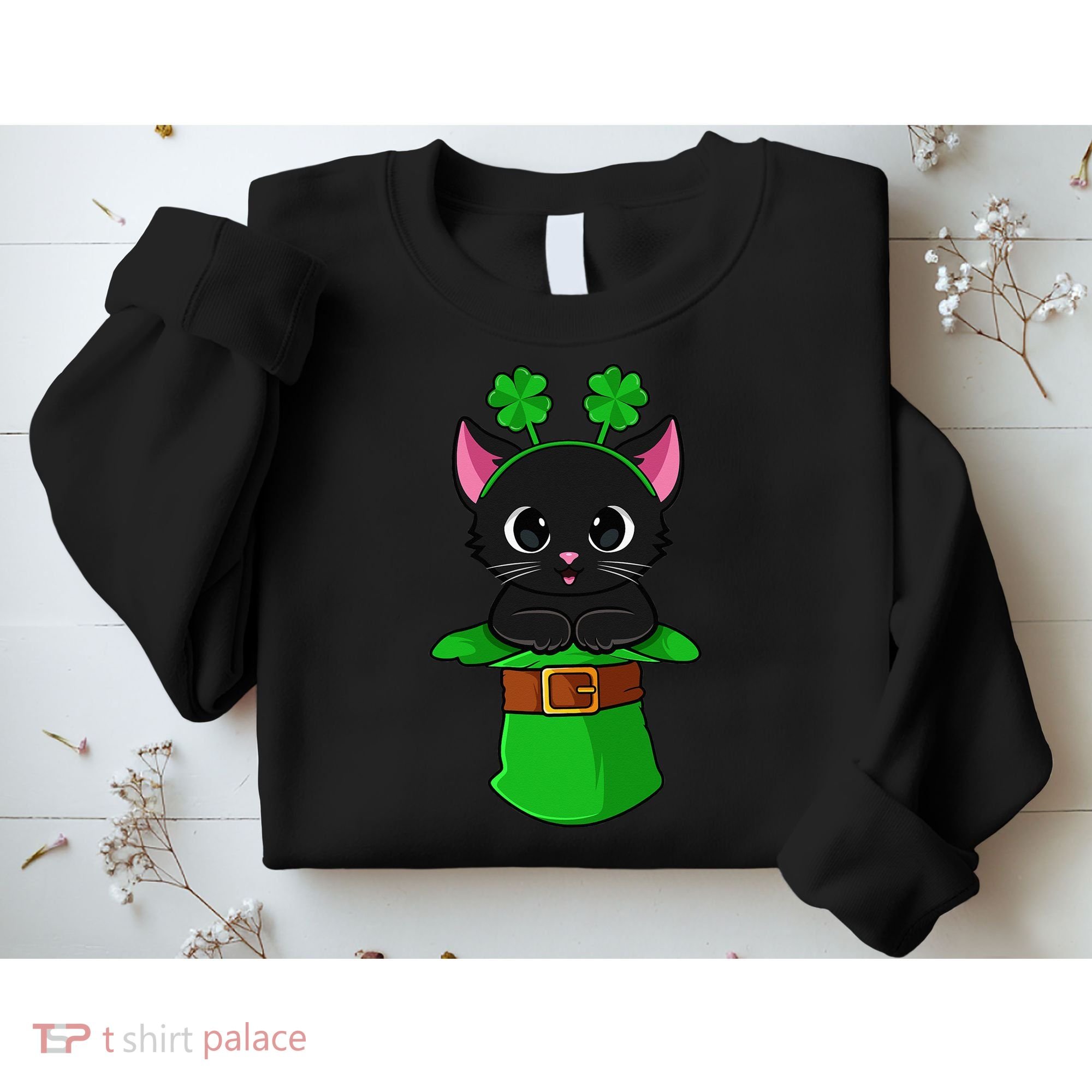 Cat St Patricks Day Leprechaun Shamrock Kitten Sweatshirt