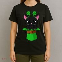 Cat St Patricks Day Leprechaun Shamrock Kitten T-Shirt thumb 4