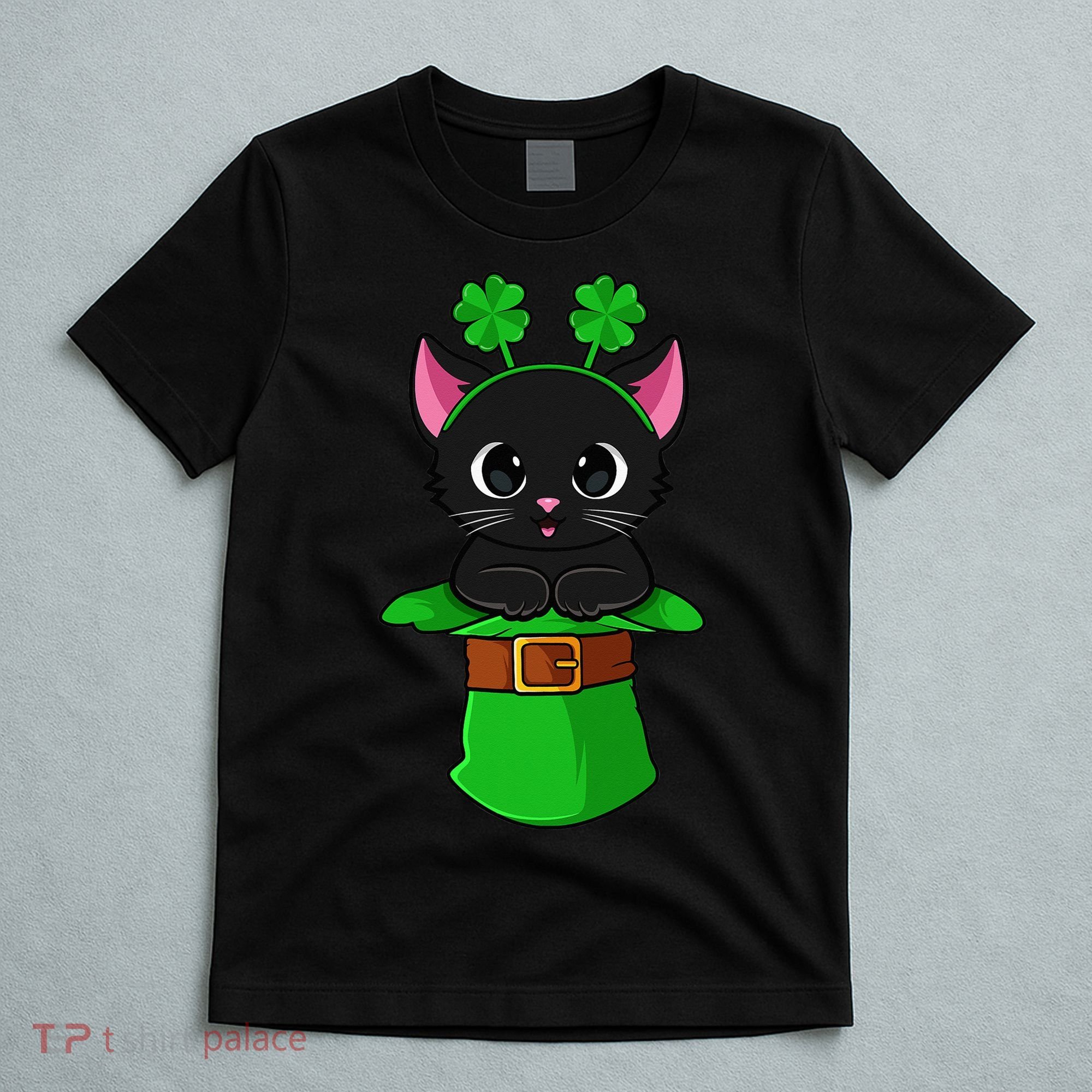 Cat St Patricks Day Leprechaun Shamrock Kitten T-Shirt