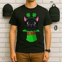 Cat St Patricks Day Leprechaun Shamrock Kitten T-Shirt thumb 6