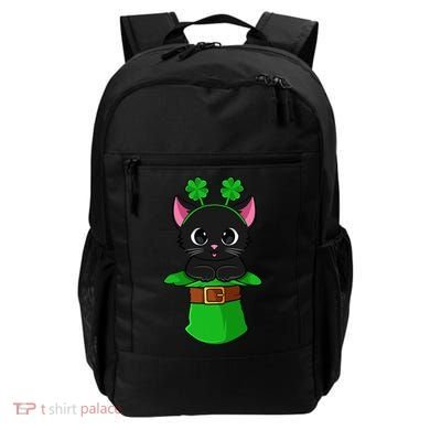 Cat St Patricks Day Leprechaun Shamrock Kitten Backpack