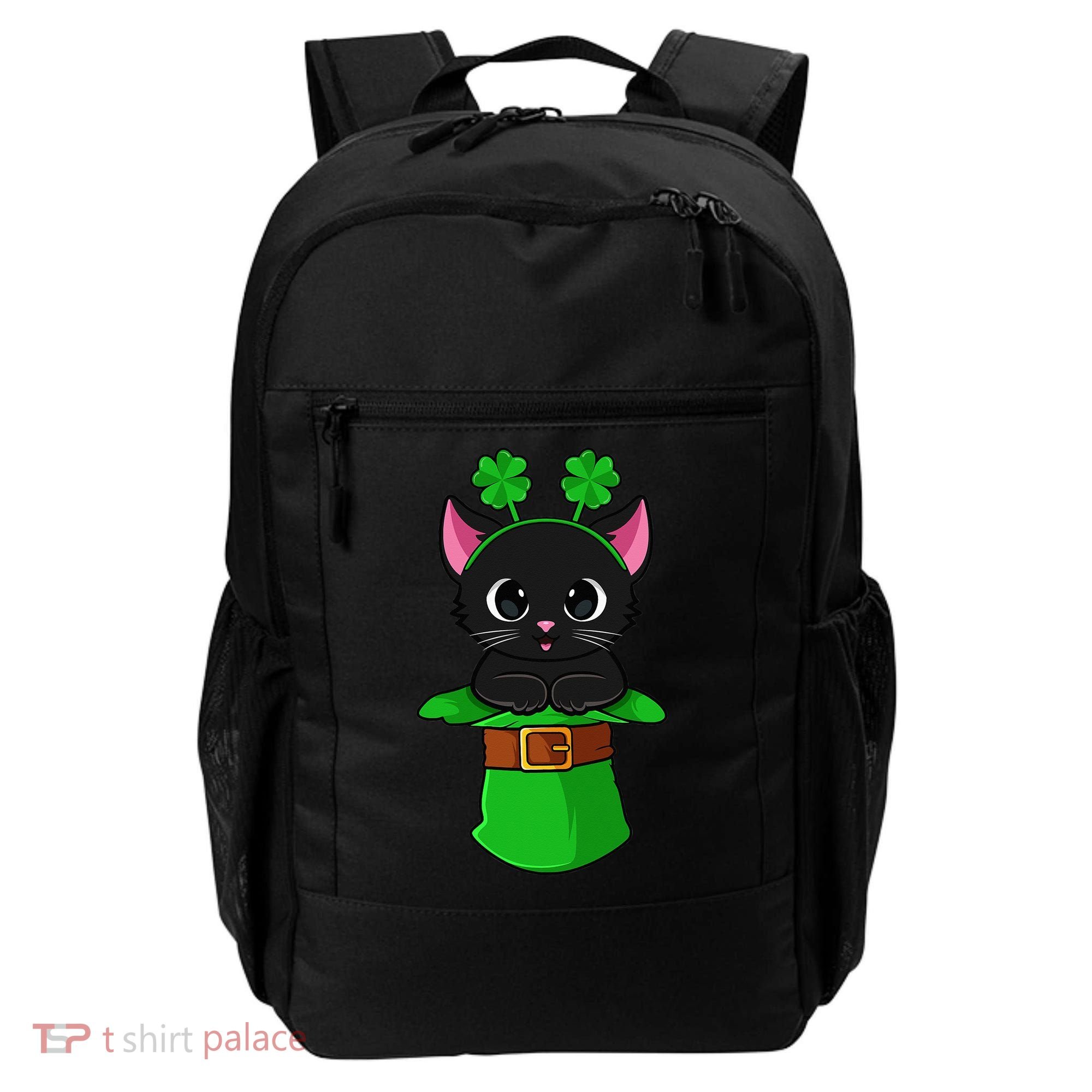 Cat St Patricks Day Leprechaun Shamrock Kitten Backpack