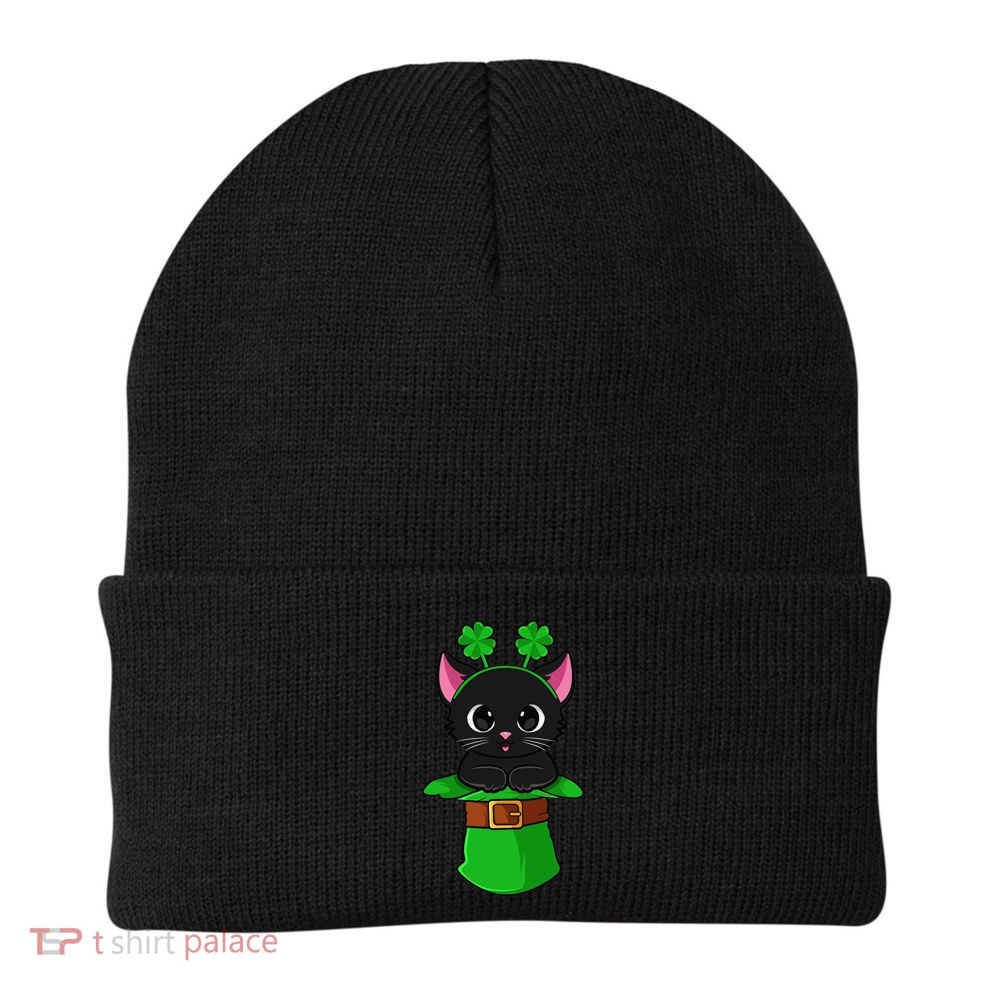 Cat St Patricks Day Leprechaun Shamrock Kitten Beanie