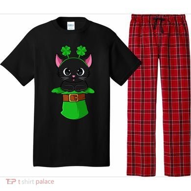 Cat St Patricks Day Leprechaun Shamrock Kitten Pajama Set