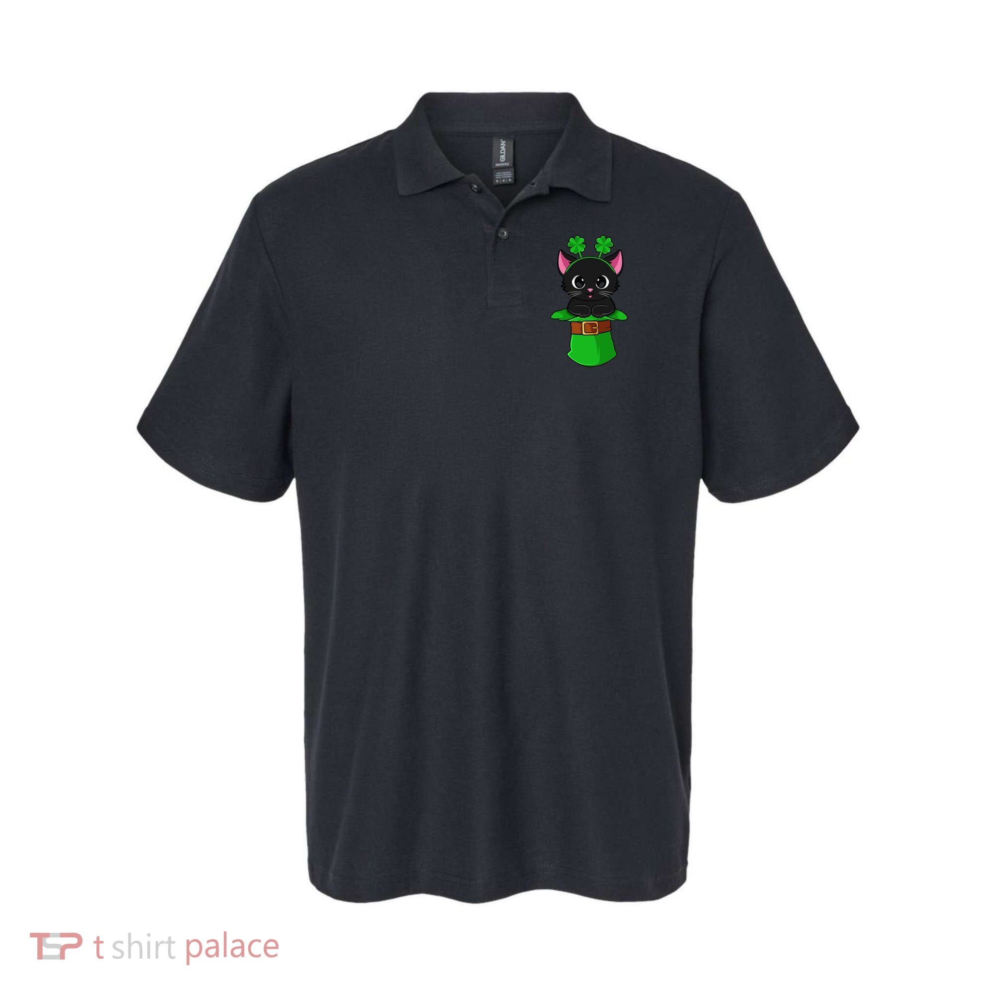Cat St Patricks Day Leprechaun Shamrock Kitten Polo