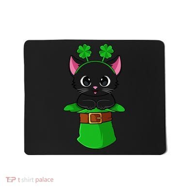 Cat St Patricks Day Leprechaun Shamrock Kitten Mousepad
