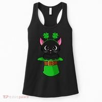 Cat St Patricks Day Leprechaun Shamrock Kitten Women's Tank Top thumb 0