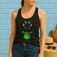 Cat St Patricks Day Leprechaun Shamrock Kitten Women's Tank Top thumb 2