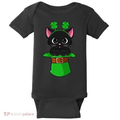 Cat St Patricks Day Leprechaun Shamrock Kitten Baby Bodysuit