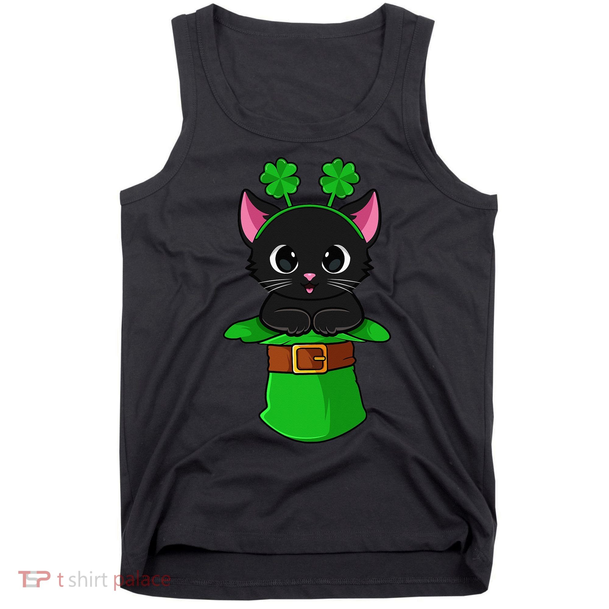 Cat St Patricks Day Leprechaun Shamrock Kitten Tank Top