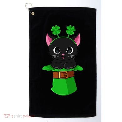 Cat St Patricks Day Leprechaun Shamrock Kitten Golf Towel