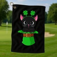 Cat St Patricks Day Leprechaun Shamrock Kitten Golf Towel thumb 1