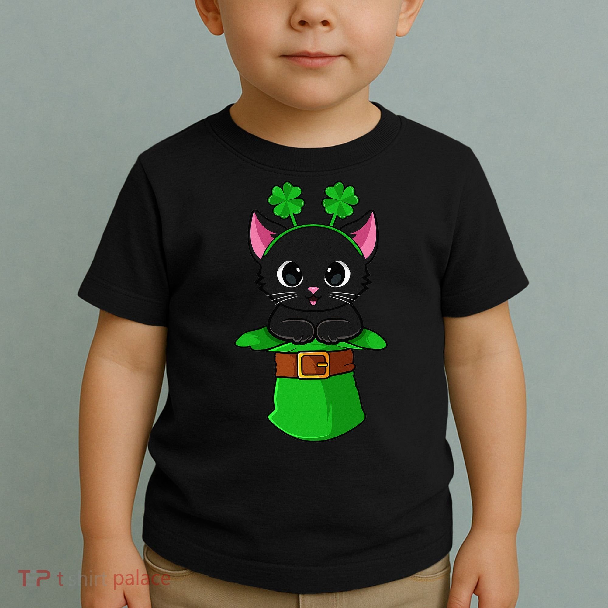 Cat St Patricks Day Leprechaun Shamrock Kitten Toddler T-Shirt