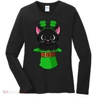 Cat St Patricks Day Leprechaun Shamrock Kitten Women's Long Sleeve Shirt thumb 0