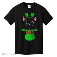 Cat St Patricks Day Leprechaun Shamrock Kitten Kids T-Shirt thumb 0