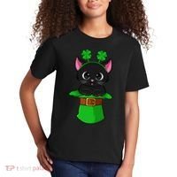 Cat St Patricks Day Leprechaun Shamrock Kitten Kids T-Shirt thumb 2