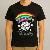 Cute St Patricks Day Gift For One Lucky Daycare Teacher T-Shirt thumb 3