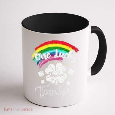 Cute St Patricks Day Gift For One Lucky Daycare Teacher Coffee Mug back