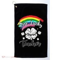 Cute St Patricks Day Gift For One Lucky Daycare Teacher Golf Towel thumb 0