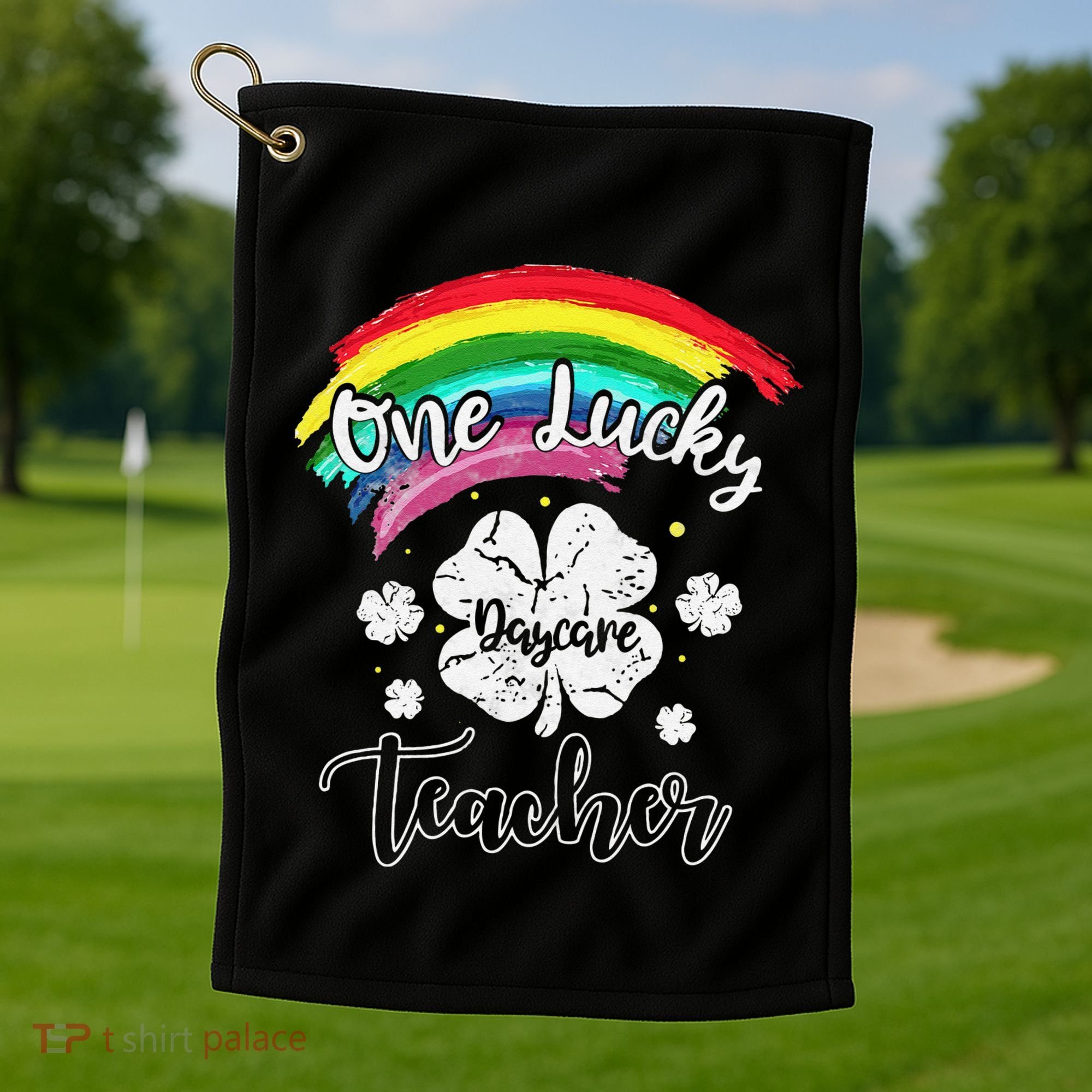 Cute St Patricks Day Gift For One Lucky Daycare Teacher Golf Towel