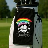 Cute St Patricks Day Gift For One Lucky Daycare Teacher Golf Towel thumb 2