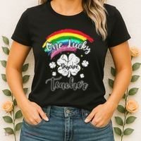 Cute St Patricks Day Gift For One Lucky Daycare Teacher Women's T-Shirt thumb 2