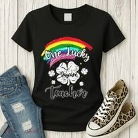Cute St Patricks Day Gift For One Lucky Daycare Teacher Women's T-Shirt thumb 3
