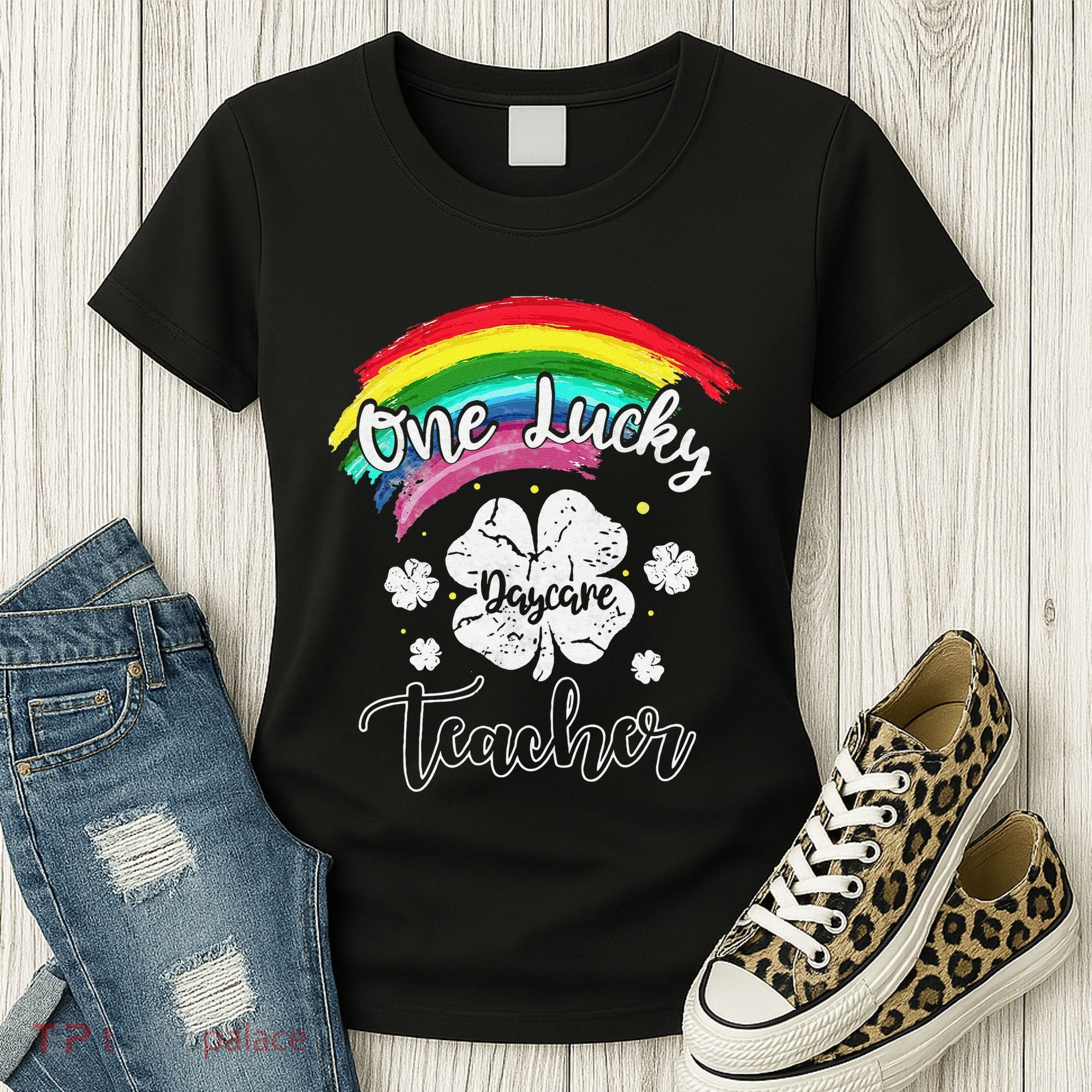 Cute St Patricks Day Gift For One Lucky Daycare Teacher Women's T-Shirt