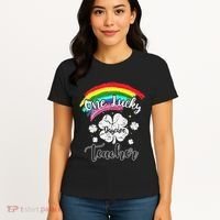 Cute St Patricks Day Gift For One Lucky Daycare Teacher Women's T-Shirt thumb 4