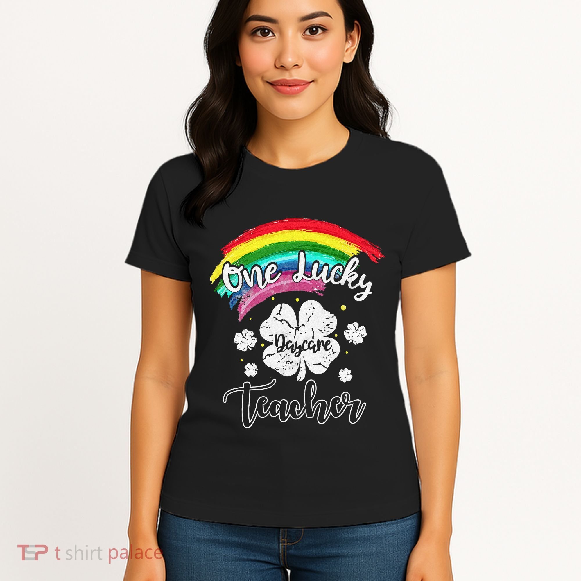 Cute St Patricks Day Gift For One Lucky Daycare Teacher Women's T-Shirt