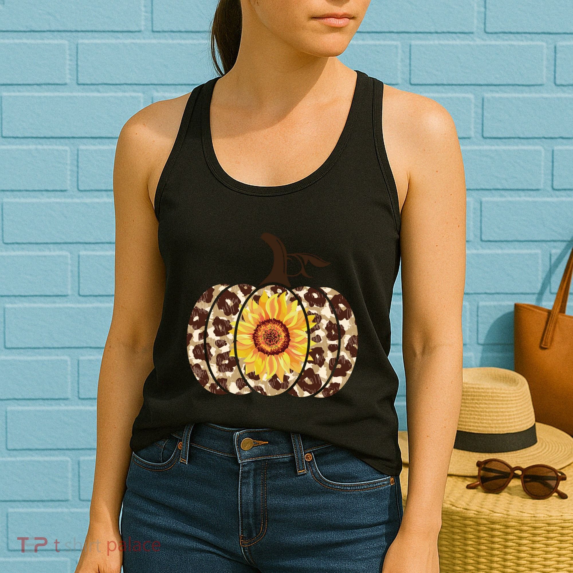 Cheetah Sunflower Pumpkin Women's Tank Top