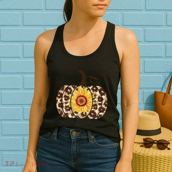 Cheetah Sunflower Pumpkin Women's Tank Top