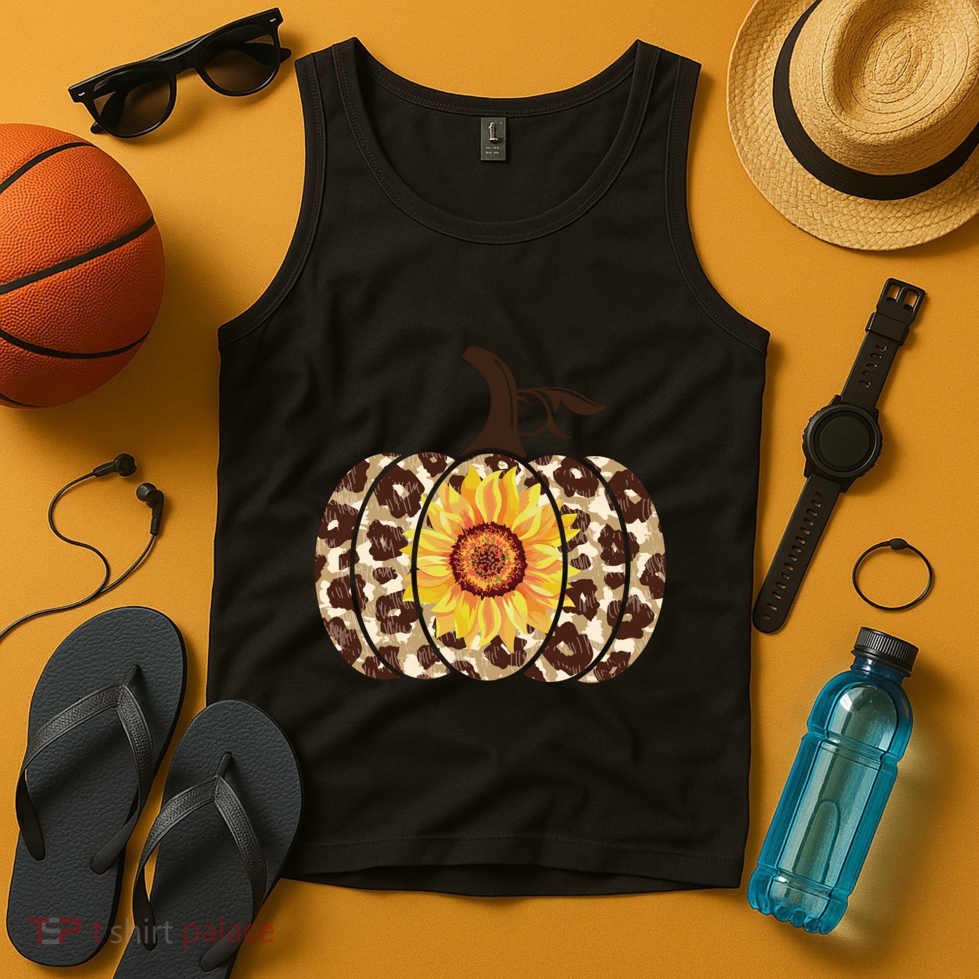 Cheetah Sunflower Pumpkin Tank Top