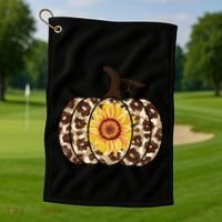 Cheetah Sunflower Pumpkin Golf Towel thumb 1