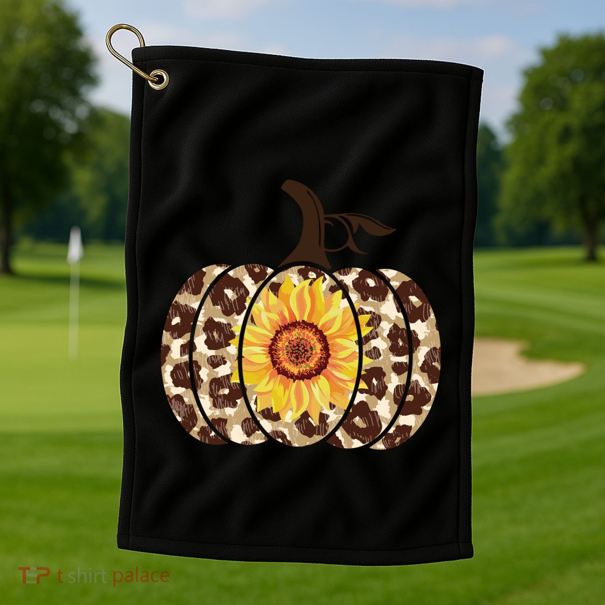 Cheetah Sunflower Pumpkin Golf Towel