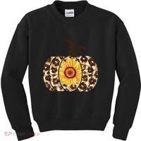 Cheetah Sunflower Pumpkin Kids Sweatshirt thumb 0