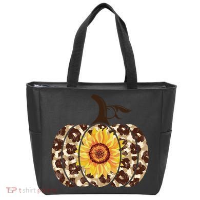 Cheetah Sunflower Pumpkin Tote Bag