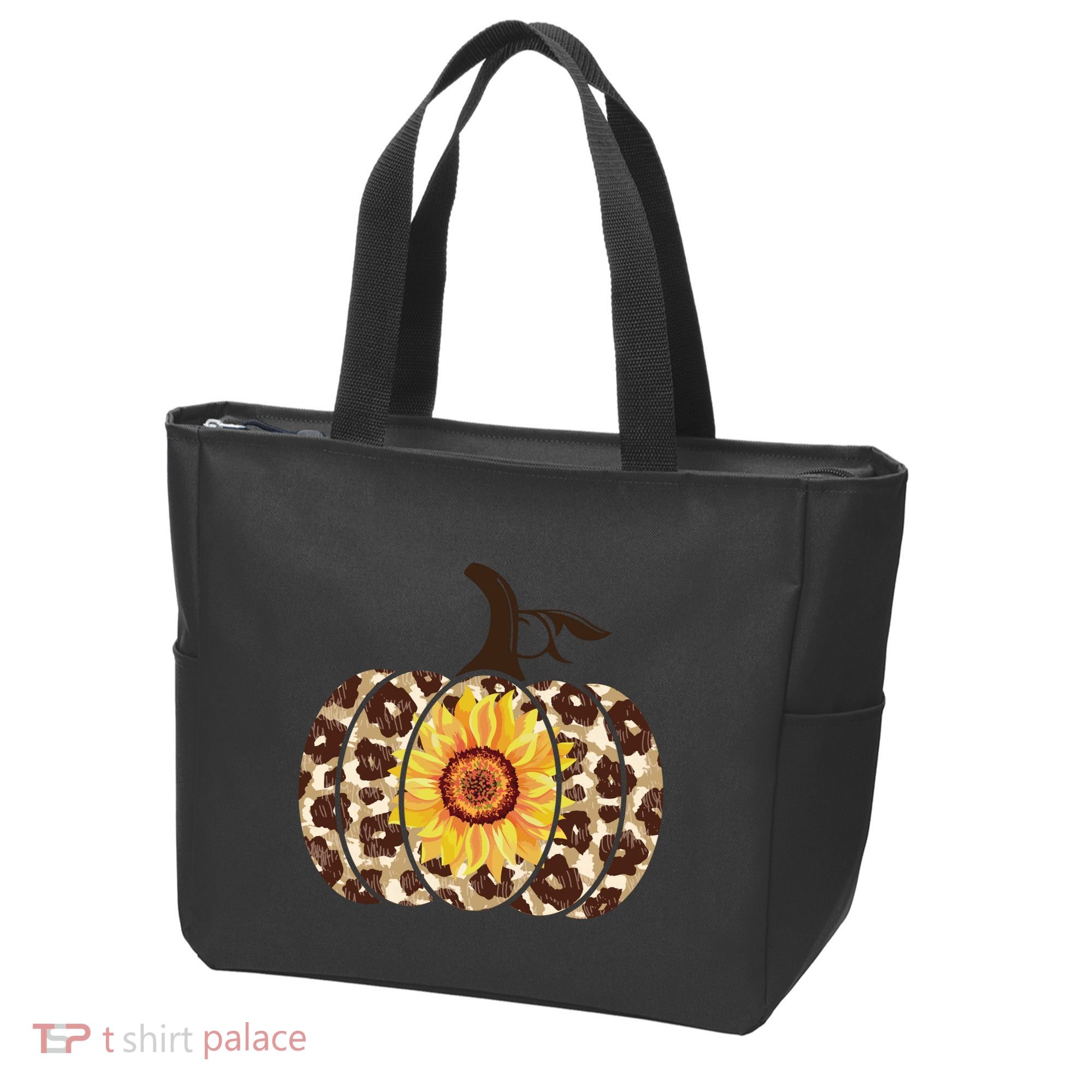 Cheetah Sunflower Pumpkin Tote Bag