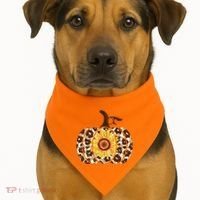 Cheetah Sunflower Pumpkin USA-Made Doggie Bandana thumb 1